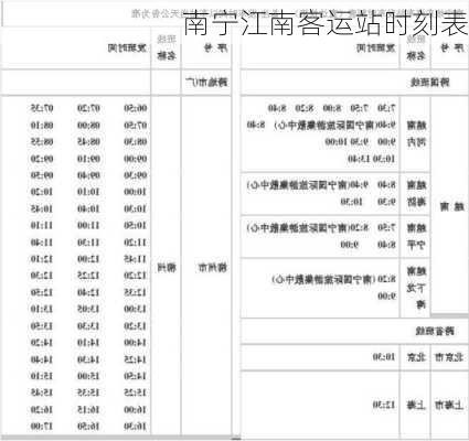 南宁江南客运站时刻表