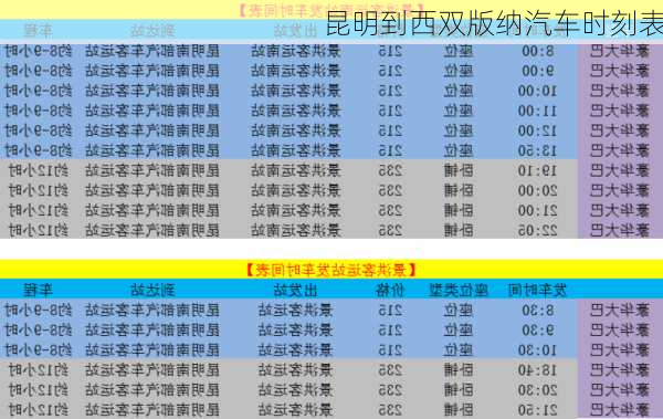 昆明到西双版纳汽车时刻表