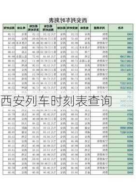 西安列车时刻表查询