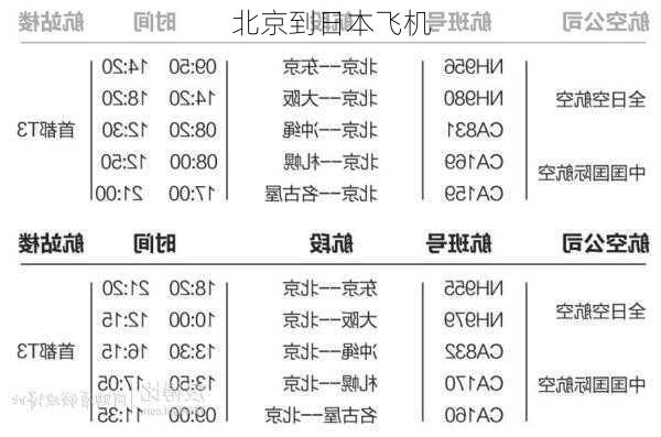 北京到日本飞机