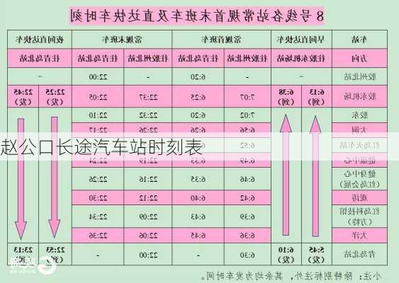 赵公口长途汽车站时刻表