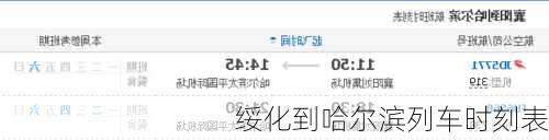 绥化到哈尔滨列车时刻表