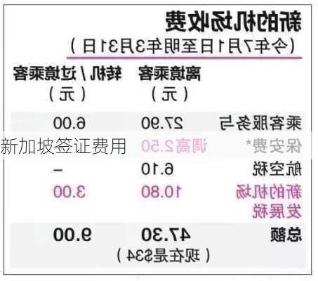 新加坡签证费用